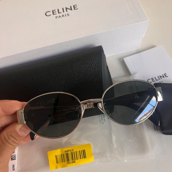 CELINE EYEWEAR Oval-frame silver-tone and acetate sunglasses - Picture 6 of 9
